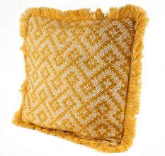 Mustard Yellow Fringe Throw Cushion Cover
