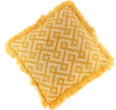 Mustard Yellow Fringe Throw Cushion Cover