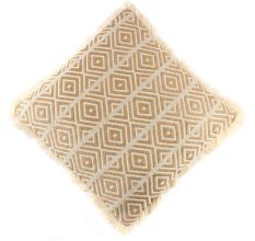 Beige Cotton Embroidered Geometric Cushion Cover