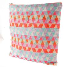 Multi Geometric Triangles Handloom Cushion Cover