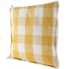 Yellow Plaid Square Decorative Throw Cushion Cover