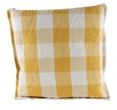 Yellow Plaid Square Decorative Throw Cushion Cover