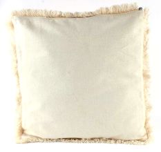 Ivory And Orange Decorative Cushion Cover With Fringe