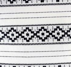 Black And White Cushion Cover With Blue Fringe On Border