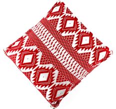 Red Square Cotton Geometric Pattern Cushion Cover