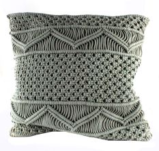 Grey Macrame Cotton Cushion Cover