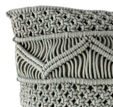 Grey Macrame Cotton Cushion Cover
