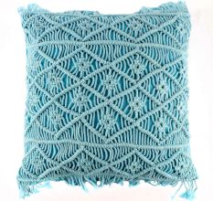 Light Blue Macrame Cushion Cover