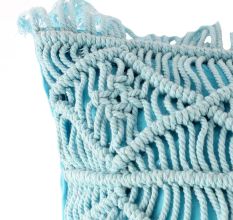 Light Blue Macrame Cushion Cover