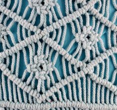 Light Blue Macrame Cushion Cover