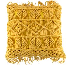 Yellow Square Macrame Boho Cushion Cover