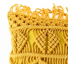 Yellow Square Macrame Boho Cushion Cover