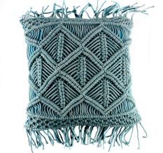 Blue MacramÃ© Pillow Cover