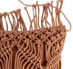 Beige Macrame Cushion Cover with Fringes