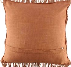 Beige Macrame Cushion Cover with Fringes