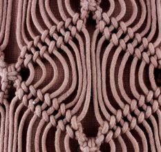 Beige Macrame Cushion Cover with Fringes