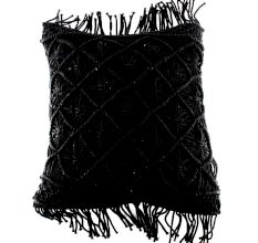 Black Macrame Cushion Cover with Fringes