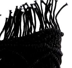 Black Macrame Cushion Cover with Fringes