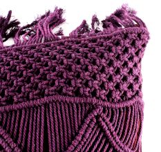 Purple Cotton Decorative Fringe Macrame Cushion Cover