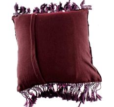 Purple Cotton Decorative Fringe Macrame Cushion Cover