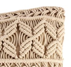 Beige Cotton Macrame Cushion Cover
