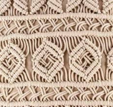 Beige Cotton Macrame Cushion Cover