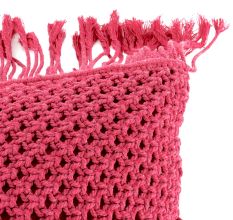 Red Macrame Cotton Cushion Cover