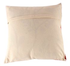 White and Red Embroidered Cotton Cushion Cover