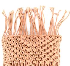 Peach Macrame Pillow Cover With Fringes