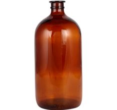 Empty Amber Glass Bottle For Home Decor