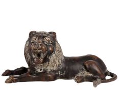 Black Brass Sitting Lion Statue
