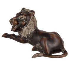 Black Brass Sitting Lion Statue
