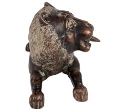 Black Brass Sitting Lion Statue