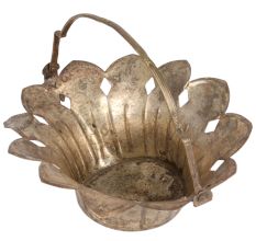 Brass Flower Shaped Basket With Handle