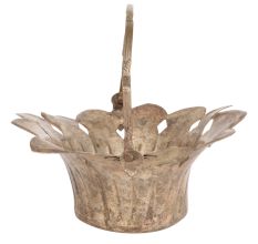 Brass Flower Shaped Basket With Handle