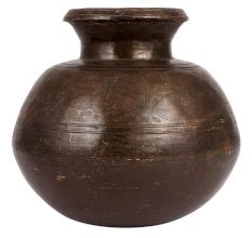 Brass Water Pot With Bird And Geometric Design