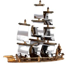 Brass Metal Sailboat Model Statue For Decoration