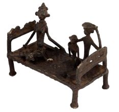 Vintage Tribal Bed With 3 Figure