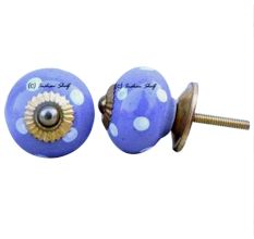 Purple White Polka Ceramic Knob