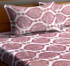 Cotton Bedsheet Abstract Maroon Patterend Leaf Design And 2 Pillow Covers