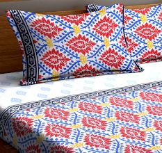 Multicolored Cotton 1 Double Bedsheet With 2 Pillow Covers