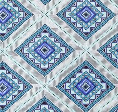 Blue Geometric Polycotton 1 Double King Size Bedsheet with 2 Pillow Covers