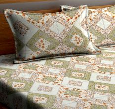 Green Jaipuri Print 1 Double Bedsheet With 2 Pillow Covers
