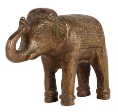 Brass Elephant Decor StatueÂ In Antique Finish