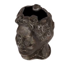 Brass Ancient Roman Young Man Head Ashtray