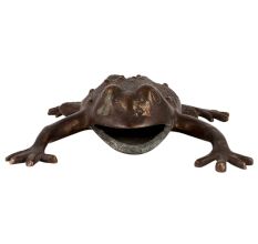 Brass Frog Figurine In Black Finish