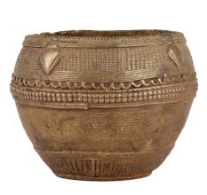 Tribal Brass Rice Measurement Bowl With One Handle