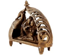 Brass Peacock Boat Radha Krishna Statue