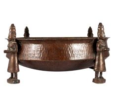 Ornate Copper Bath Bowl With God Figurines