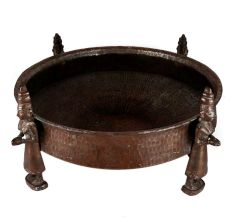 Ornate Copper Bath Bowl With God Figurines